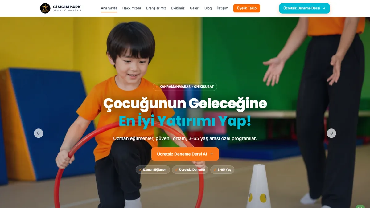 cimcimpark.com ana sayfasının masaüstü görünümü